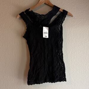 NWT Hanky Panky Black Lace Tank Top & Thong Lingerie Set
